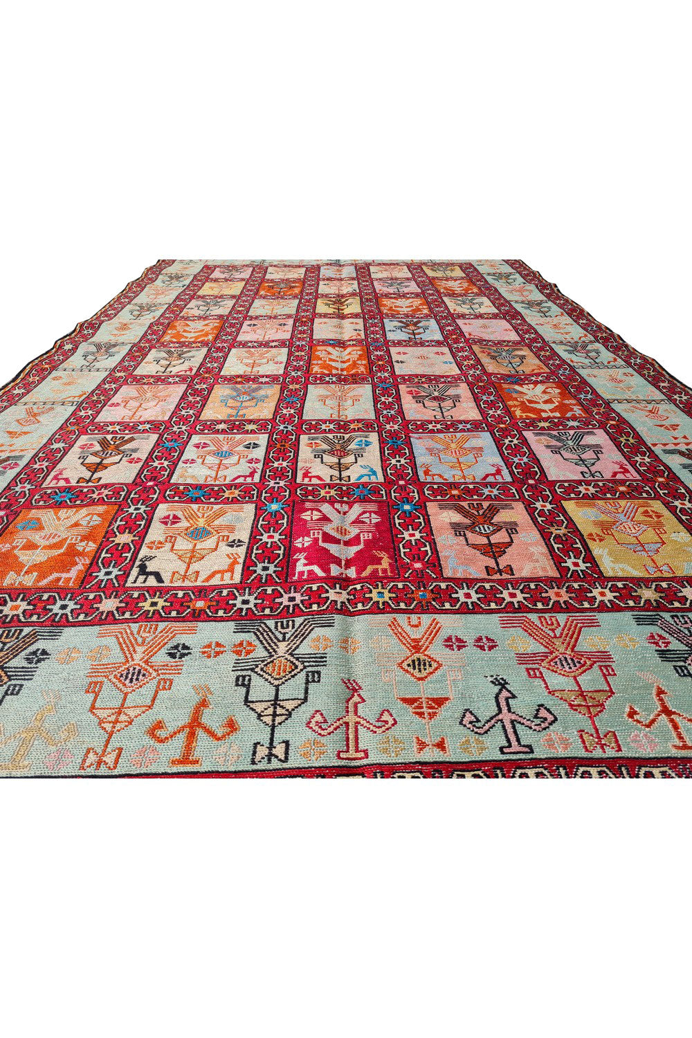 Fine Quality Hand Knotted Veg Dyed Soumak Pictorial Silk Kilim Area Rug 6 x 4 Ft (916 KHI)