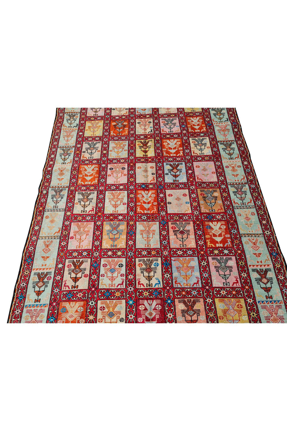 Fine Quality Hand Knotted Veg Dyed Soumak Pictorial Silk Kilim Area Rug 6 x 4 Ft (916 KHI)