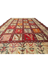 Fine Quality Hand Knotted Veg Dyed Soumak Pictorial Silk Kilim Area Rug 7 x 4 Ft (917 KHI)