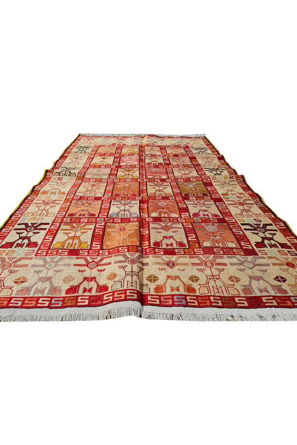 Fine Quality Hand Knotted Veg Dyed Soumak Silk Kilim Area Rug 6 x 4 Ft (919 KHI)