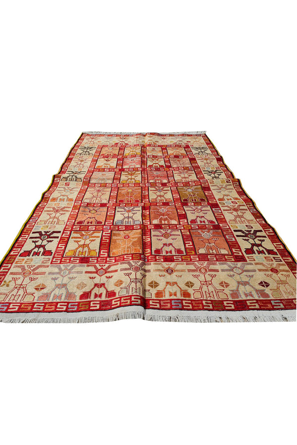 Fine Quality Hand Knotted Veg Dyed Soumak Silk Kilim Area Rug 6 x 4 Ft (919 KHI)