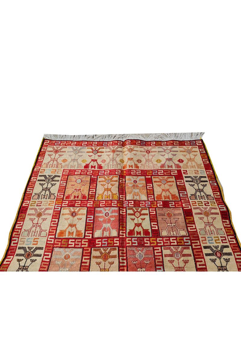 Fine Quality Hand Knotted Veg Dyed Soumak Silk Kilim Area Rug 6 x 4 Ft (919 KHI)
