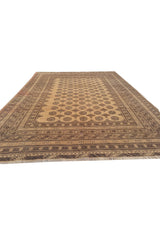 Authentic Hand Knotted Vintage Afghan Turkmen Moori Wool Area Rug 8.11 x 6.8 Ft (2787 SU)