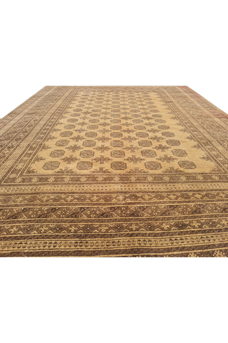 Authentic Hand Knotted Vintage Afghan Turkmen Moori Wool Area Rug 8.11 x 6.8 Ft (2787 SU)