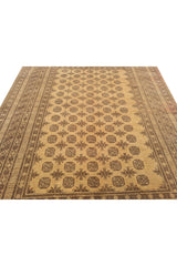 Authentic Hand Knotted Vintage Afghan Turkmen Moori Wool Area Rug 8.11 x 6.8 Ft (2787 SU)