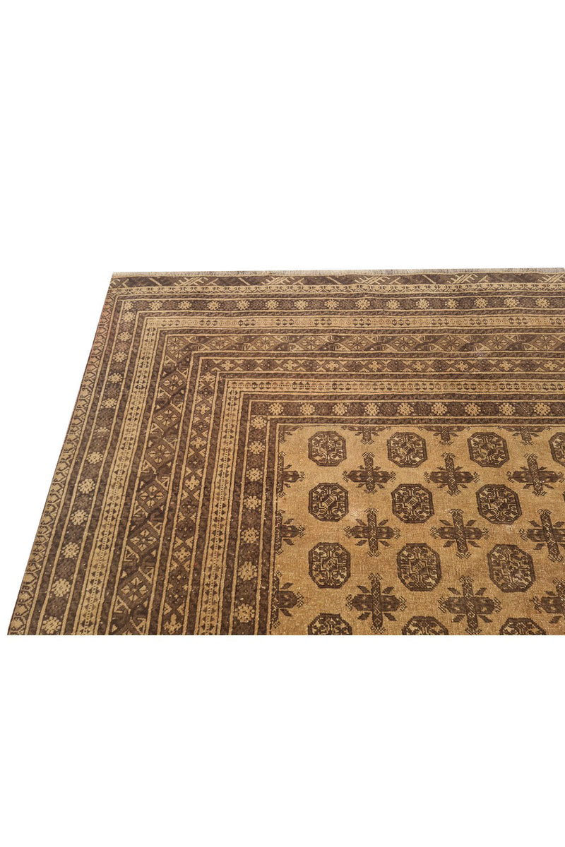 Authentic Hand Knotted Vintage Afghan Turkmen Moori Wool Area Rug 8.11 x 6.8 Ft (2787 SU)