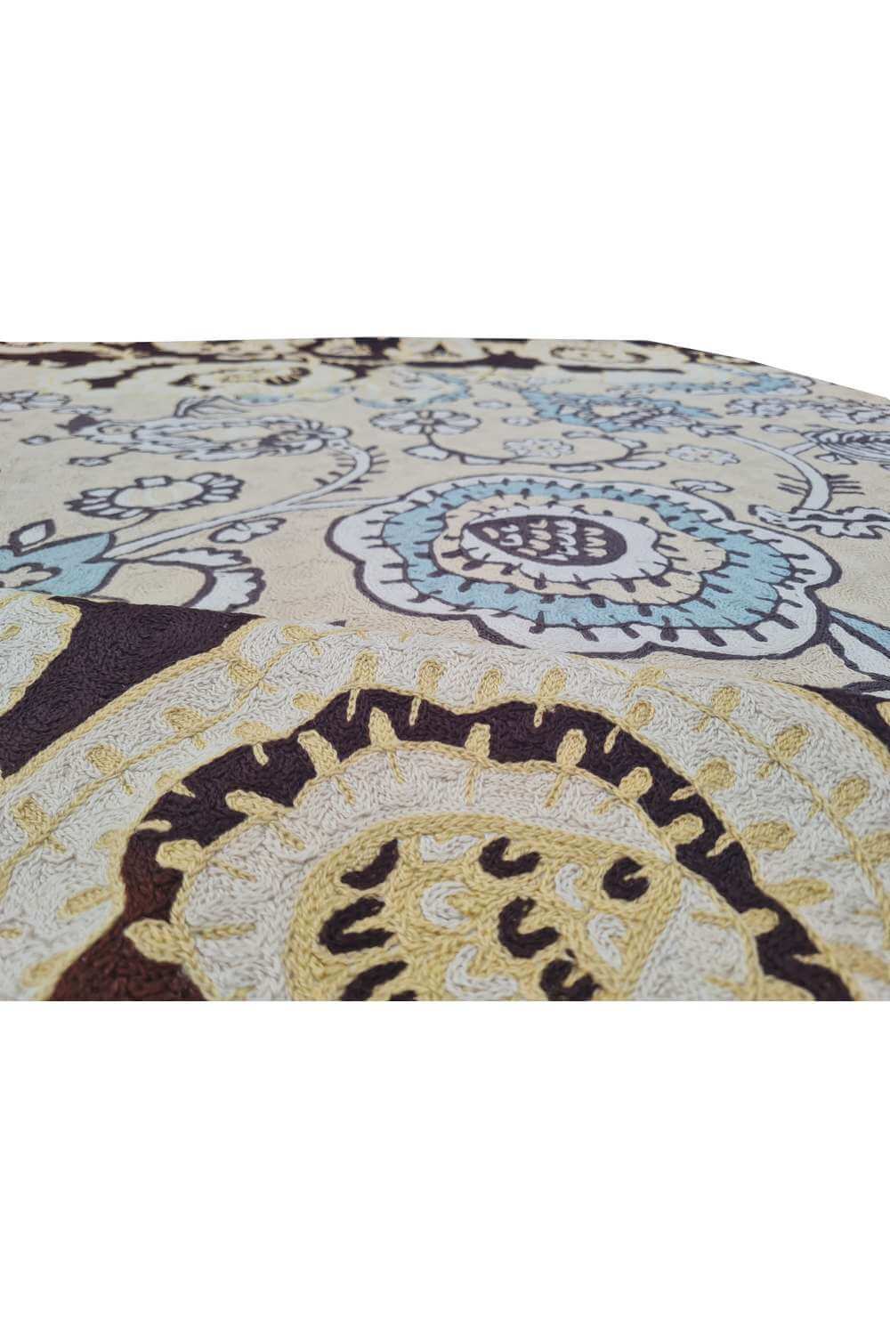 Hand Embroidered Needlework Vintage Kashmiri Textile Wall Hanging 5.10 x 4.0 Ft