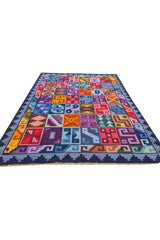 Amazing Hand Knotted Vintage Flat Weave Kilim Kilm Wool Area Rug 4.11 x 3.9 Ft