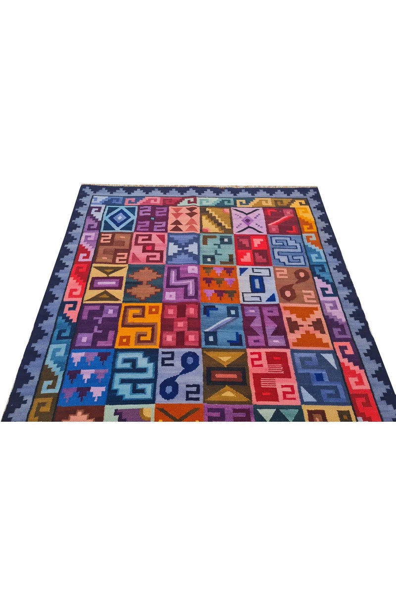 Amazing Hand Knotted Vintage Flat Weave Kilim Kilm Wool Area Rug 4.11 x 3.9 Ft