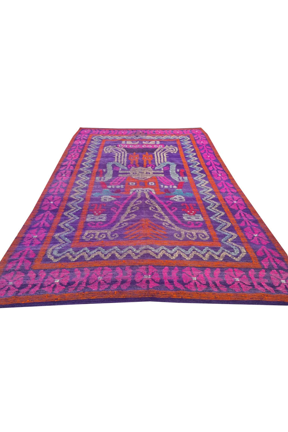 Amazing Hand Knotted Vintage Flat Weave Kilim Kilm Wool Area Rug 8 x 6 Ft