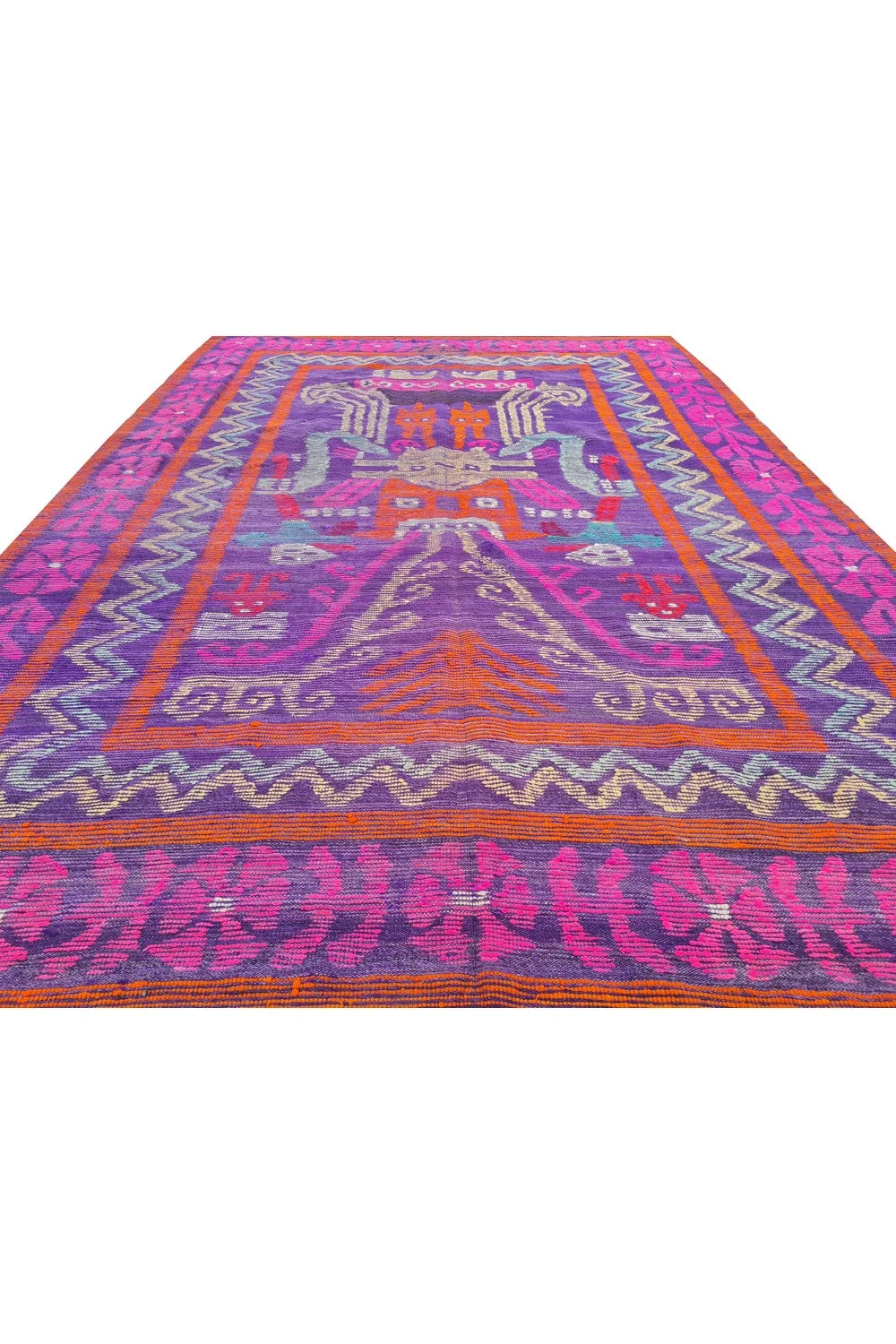 Amazing Hand Knotted Vintage Flat Weave Kilim Kilm Wool Area Rug 8 x 6 Ft