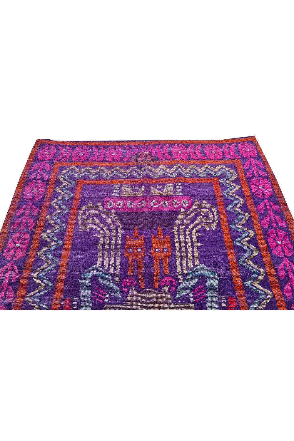 Amazing Hand Knotted Vintage Flat Weave Kilim Kilm Wool Area Rug 8 x 6 Ft