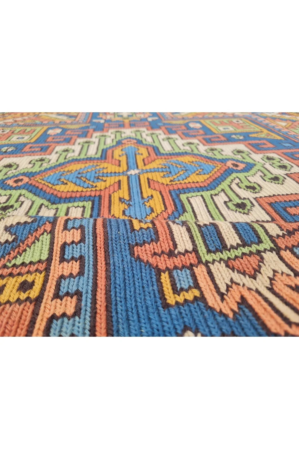 Amazing Hand Knotted Vintage Flat Weave Kilim Round Wool Area Rug 4.1 x 4.1 Ft