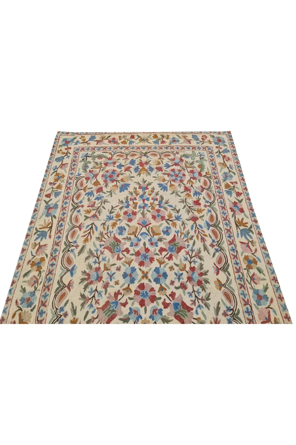 Hand Embroidered Needlework Vintage Kashmiri Textile Wall Hanging 4.10 x 2.10 Ft