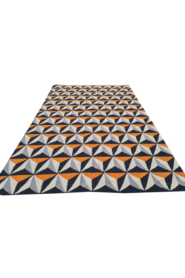Amazing Hand Knotted Vintage Flat Weave Kilim Wool Area Rug 8 x 5 Ft