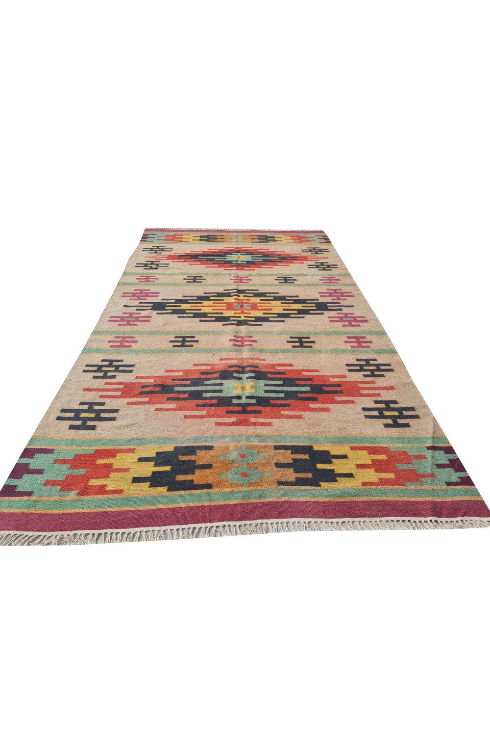 Amazing Hand Knotted Vintage Flat Weave Kilim Wool Area Rug 8 x 5 Ft