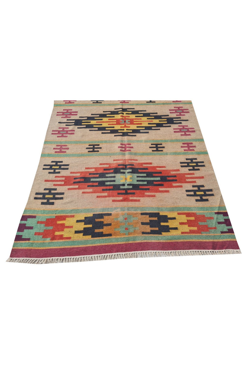 Amazing Hand Knotted Vintage Flat Weave Kilim Wool Area Rug 8 x 5 Ft