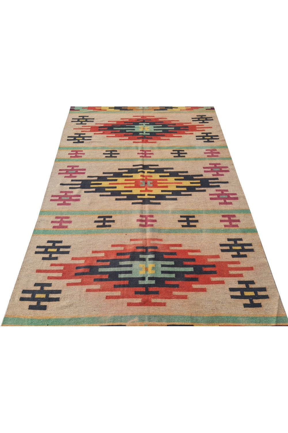 Amazing Hand Knotted Vintage Flat Weave Kilim Wool Area Rug 8 x 5 Ft