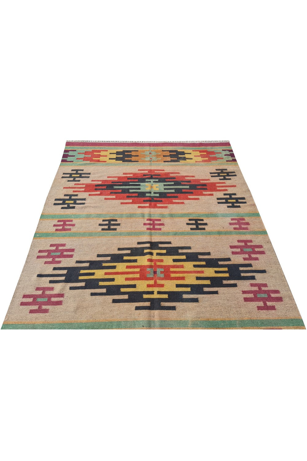 Amazing Hand Knotted Vintage Flat Weave Kilim Wool Area Rug 8 x 5 Ft