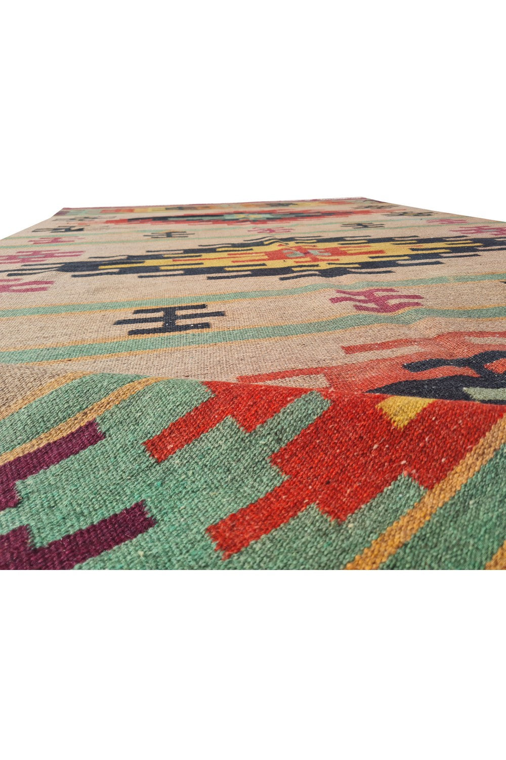 Amazing Hand Knotted Vintage Flat Weave Kilim Wool Area Rug 8 x 5 Ft