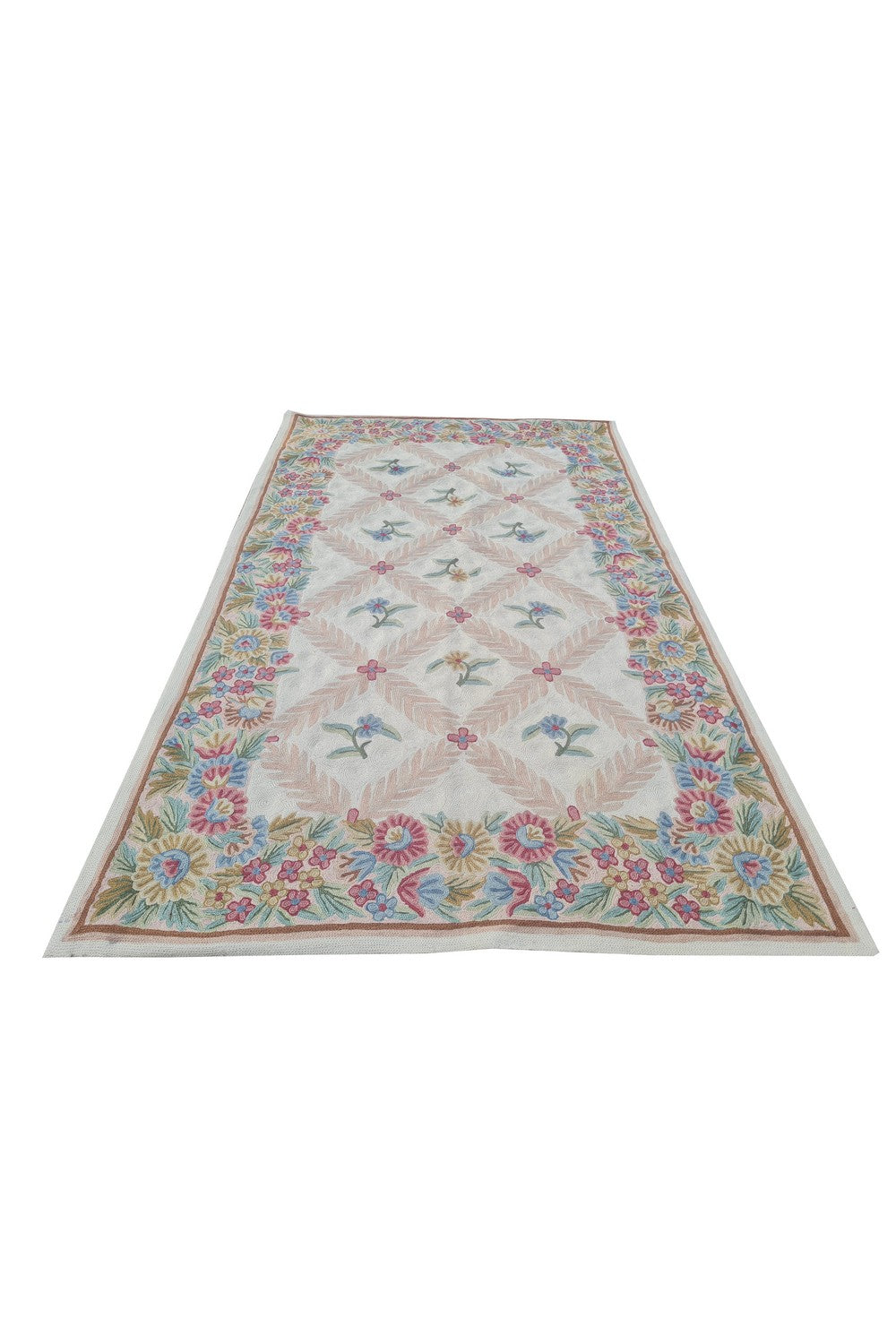 Hand Embroidered Needlework Vintage Kashmiri Textile Wall Hanging 5 x 3 Ft