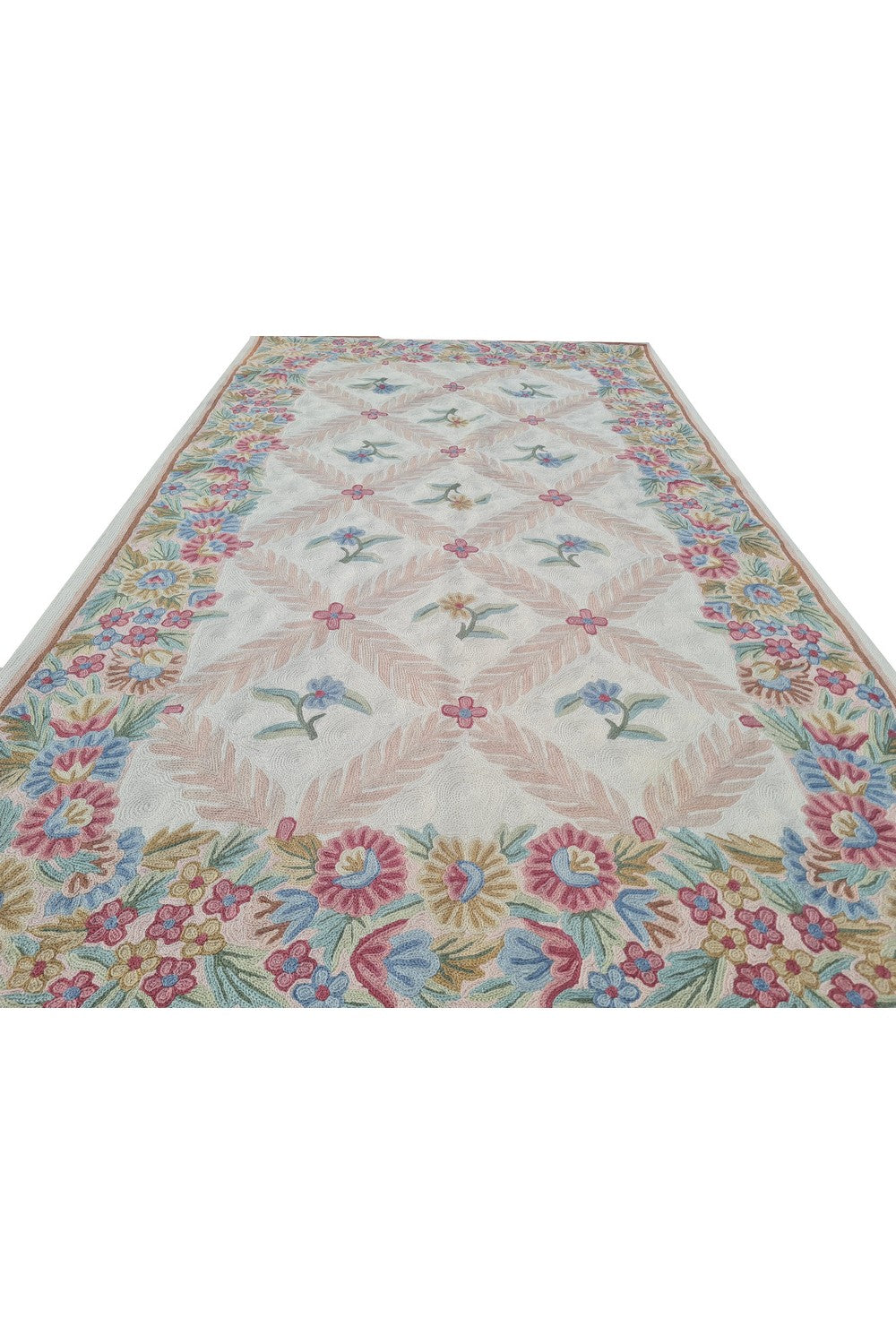 Hand Embroidered Needlework Vintage Kashmiri Textile Wall Hanging 5 x 3 Ft