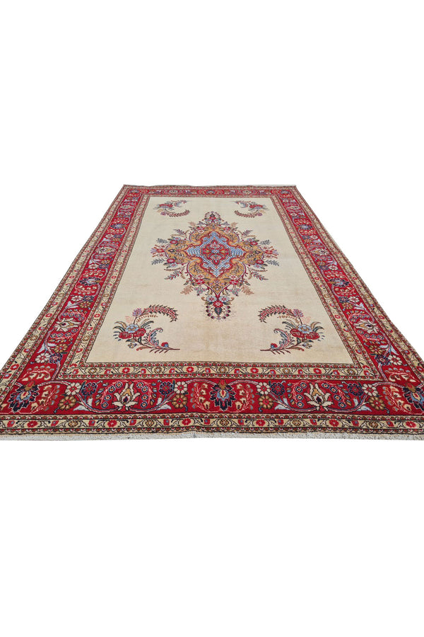 Authentic Hand Knotted Vintage Tribal Tabreez Wool Area Rug 10.1 x 5.10 Ft (13 Ger-4)