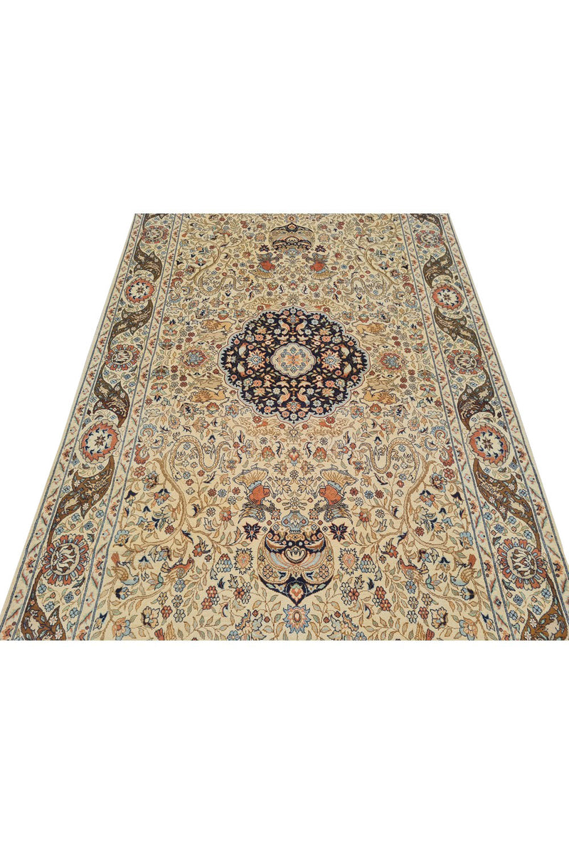 Authentic Hand Knotted Vintage Hunting Pictorial Double Knot Wool Area Rug 8.3 x 4.11 Ft (47 Ger-4)