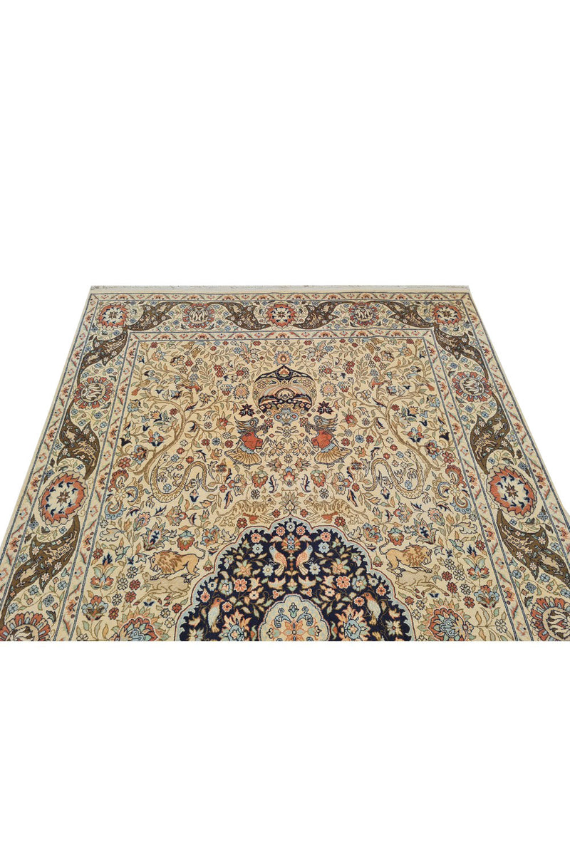 Authentic Hand Knotted Vintage Hunting Pictorial Double Knot Wool Area Rug 8.3 x 4.11 Ft (47 Ger-4)