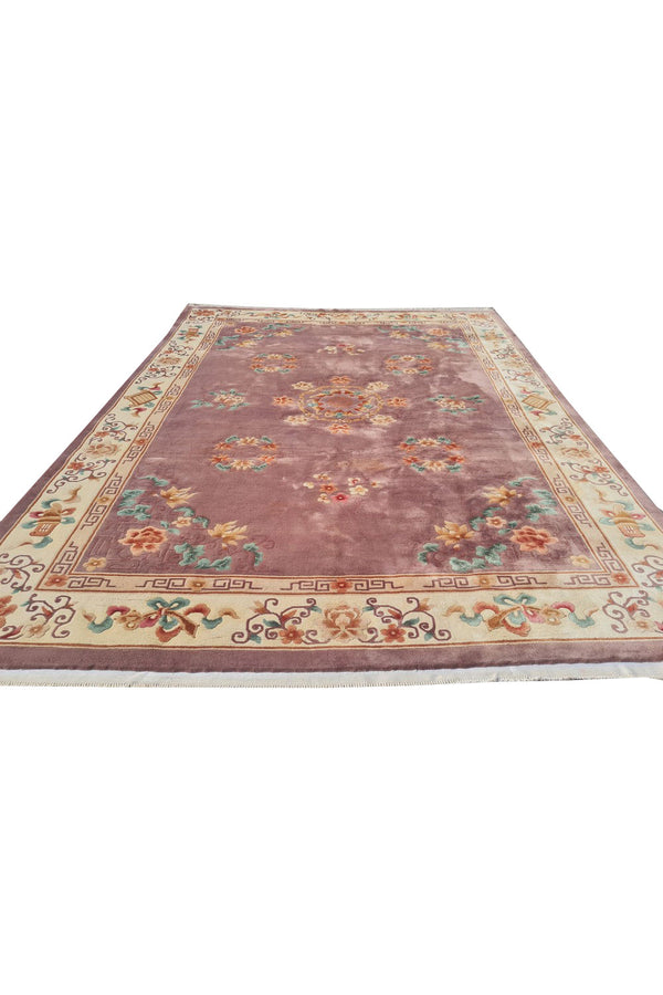 Authentic Hand Knotted Vintage Tibet Wool Area Rug 10.11 x 8.0 Ft (55 Ger-4)