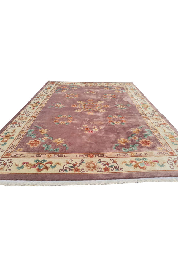 Authentic Hand Knotted Vintage Tibet Wool Area Rug 10.11 x 8.0 Ft (55 Ger-4)