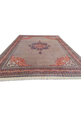 Authentic Hand Knotted Vintage Badam Gul Wool Area Rug 12.11 x 9.9 Ft (81 Ger-4)