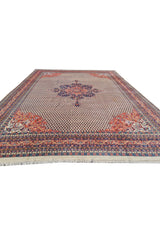 Authentic Hand Knotted Vintage Badam Gul Wool Area Rug 12.11 x 9.9 Ft (81 Ger-4)