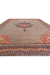 Authentic Hand Knotted Vintage Badam Gul Wool Area Rug 12.11 x 9.9 Ft (81 Ger-4)