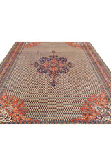 Authentic Hand Knotted Vintage Badam Gul Wool Area Rug 12.11 x 9.9 Ft (81 Ger-4)