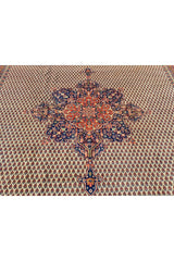 Authentic Hand Knotted Vintage Badam Gul Wool Area Rug 12.11 x 9.9 Ft (81 Ger-4)
