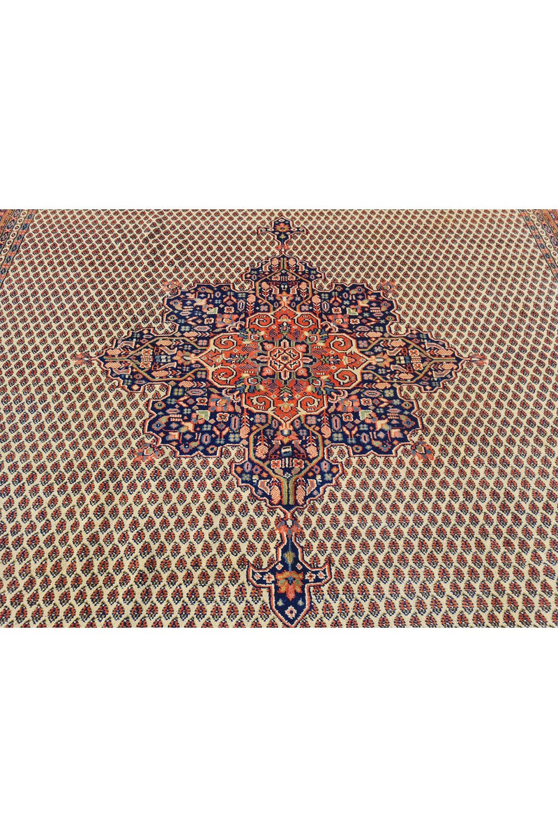 Authentic Hand Knotted Vintage Badam Gul Wool Area Rug 12.11 x 9.9 Ft (81 Ger-4)