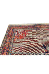 Authentic Hand Knotted Vintage Badam Gul Wool Area Rug 12.11 x 9.9 Ft (81 Ger-4)