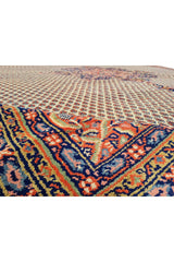Authentic Hand Knotted Vintage Badam Gul Wool Area Rug 12.11 x 9.9 Ft (81 Ger-4)