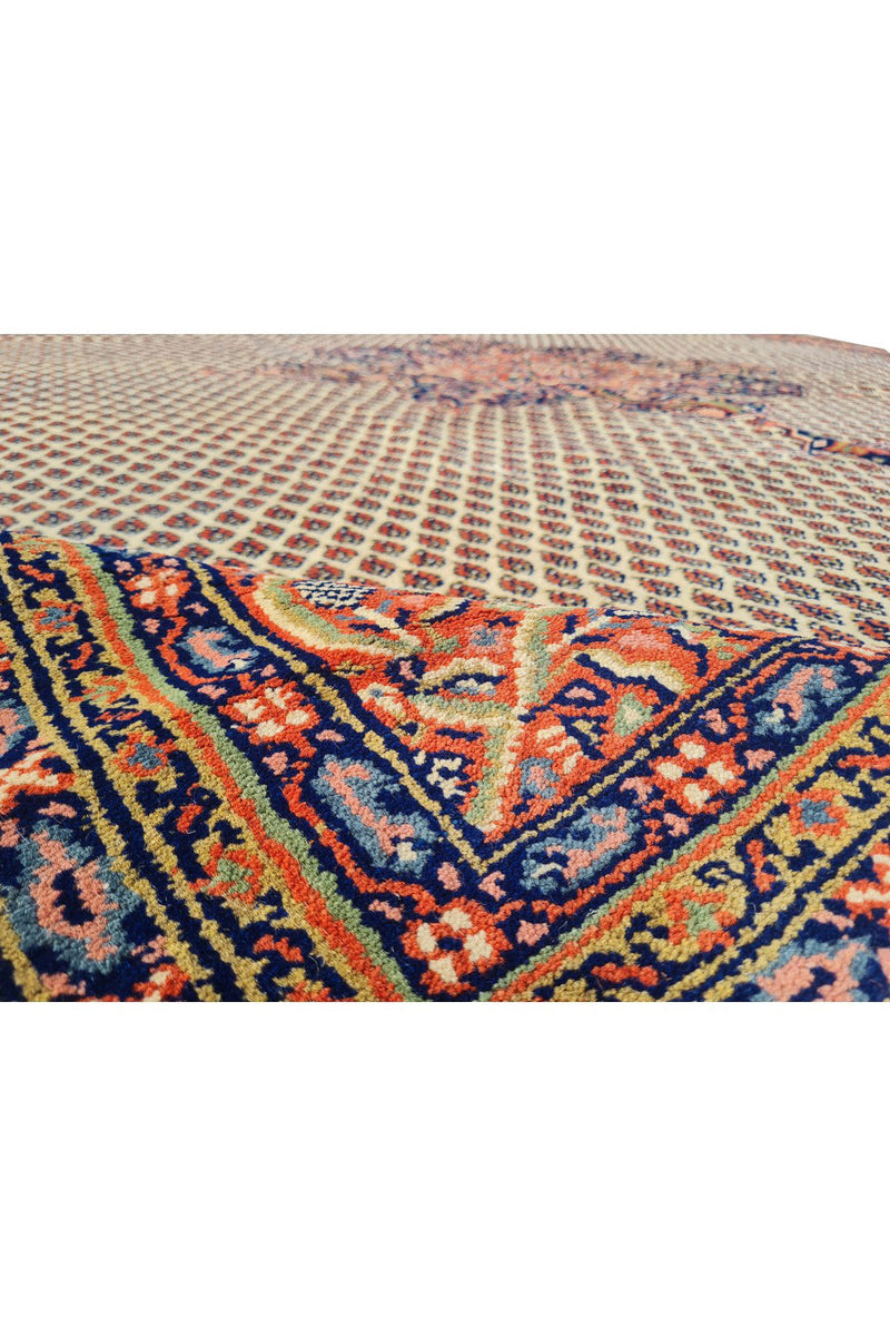Authentic Hand Knotted Vintage Badam Gul Wool Area Rug 12.11 x 9.9 Ft (81 Ger-4)