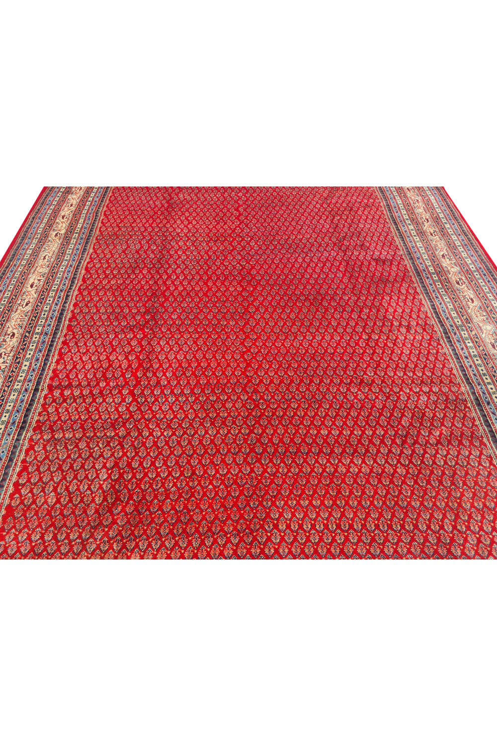 Authentic Hand Knotted Vintage Badam Gul Wool Area Rug 10.4 x 7.8 Ft (142 Ger-4)