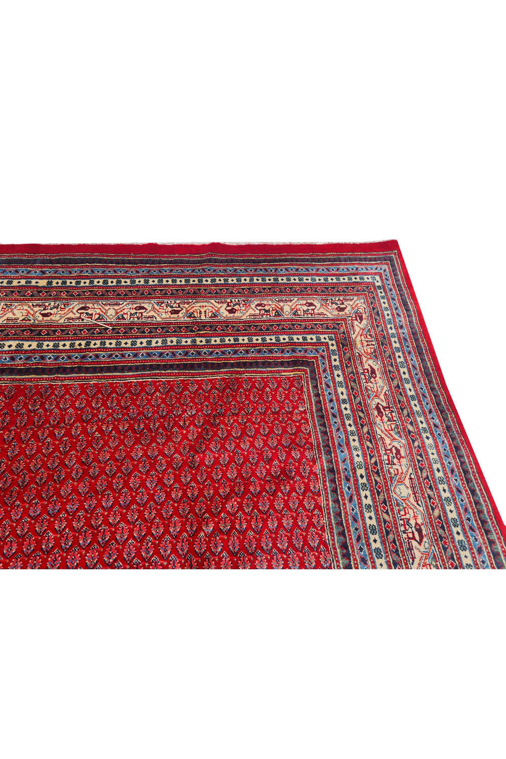 Authentic Hand Knotted Vintage Badam Gul Wool Area Rug 10.4 x 7.8 Ft (142 Ger-4)