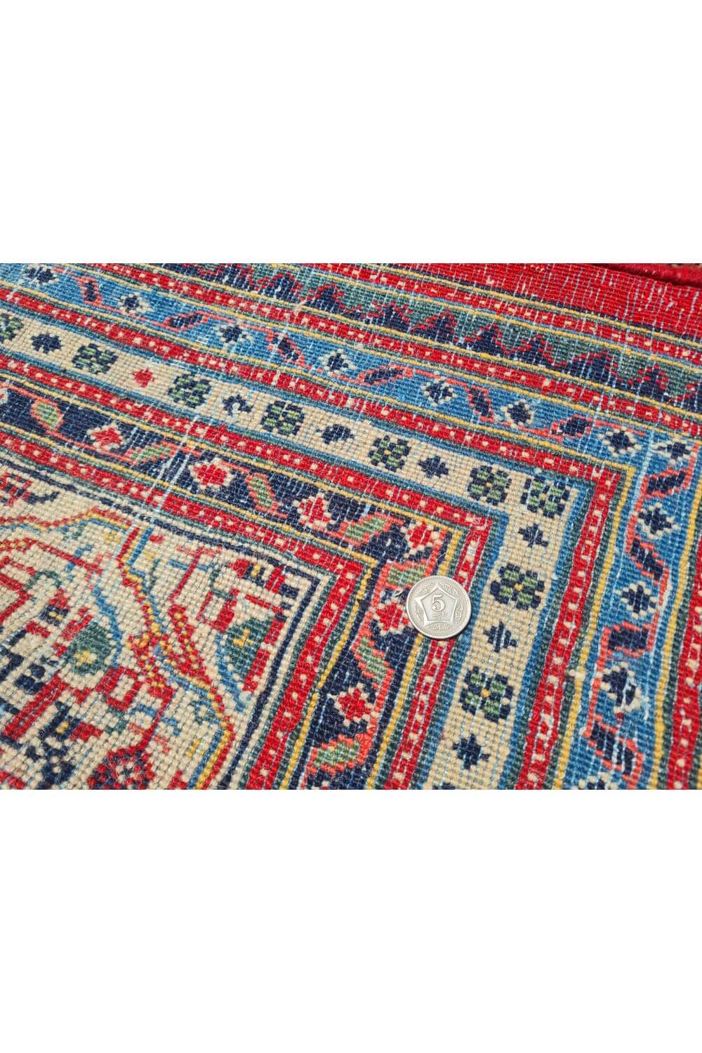 Authentic Hand Knotted Vintage Badam Gul Wool Area Rug 10.4 x 7.8 Ft (142 Ger-4)