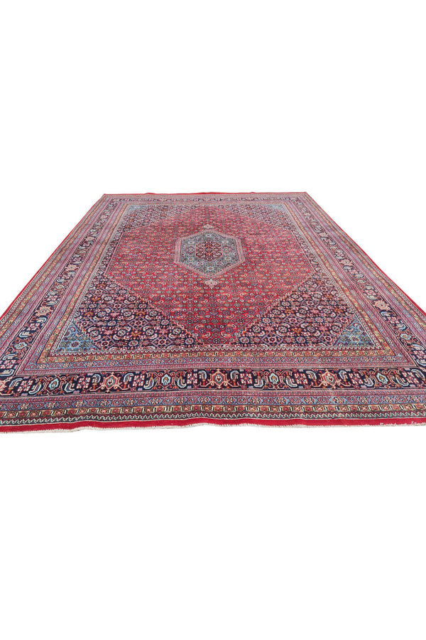 Authentic Hand Knotted Vintage Indo Wool Area Rug 10.4 x 7.9 Ft (155 Ger-4)