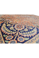 Distressed Hand Knotted Vintage Kashmiri Wool Area Rug 13.7 x 9.7 Ft (159 Ger-4)
