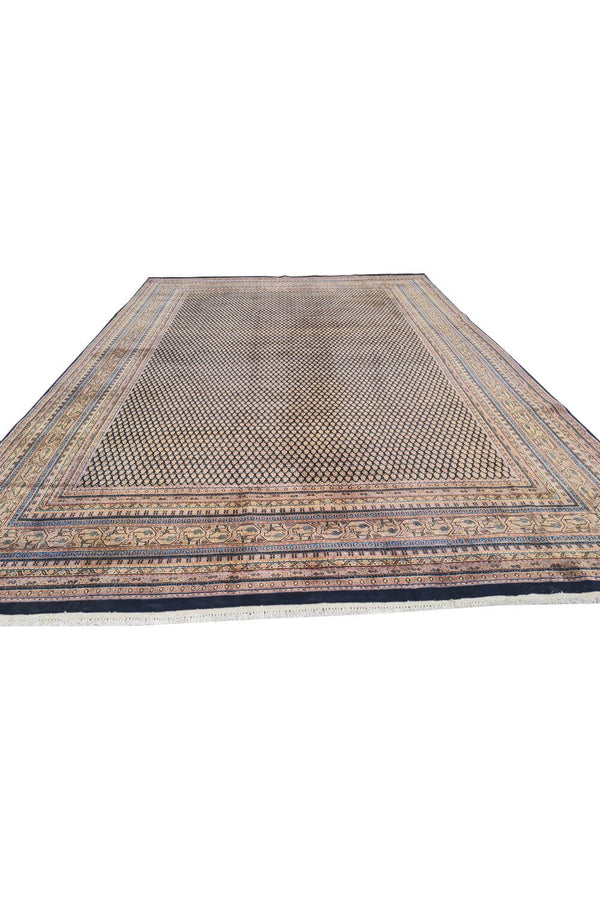 Authentic Hand Knotted Vintage Indo Wool Area Rug 11.6 x 8.0 Ft (165 Ger-4)
