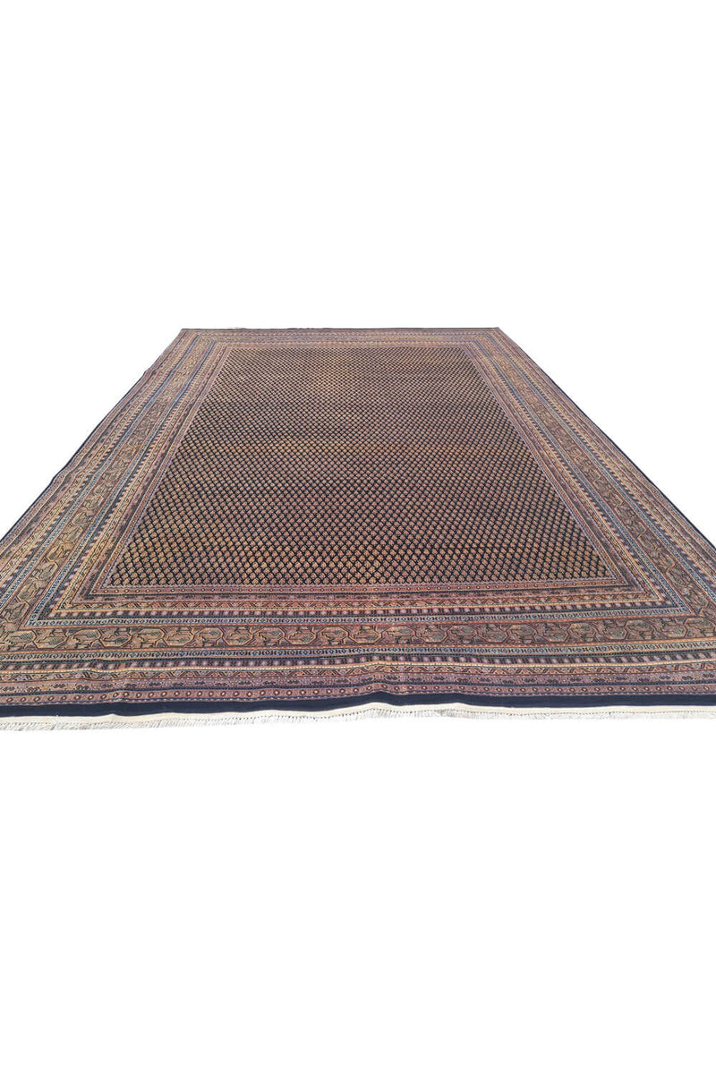 Authentic Hand Knotted Vintage Indo Wool Area Rug 11.6 x 8.0 Ft (165 Ger-4)