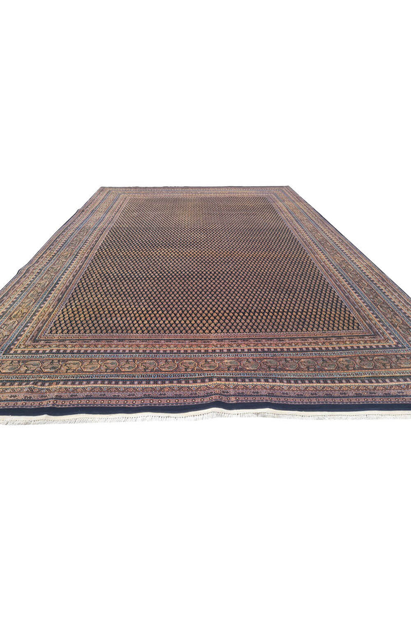 Authentic Hand Knotted Vintage Indo Wool Area Rug 11.6 x 8.0 Ft (165 Ger-4)