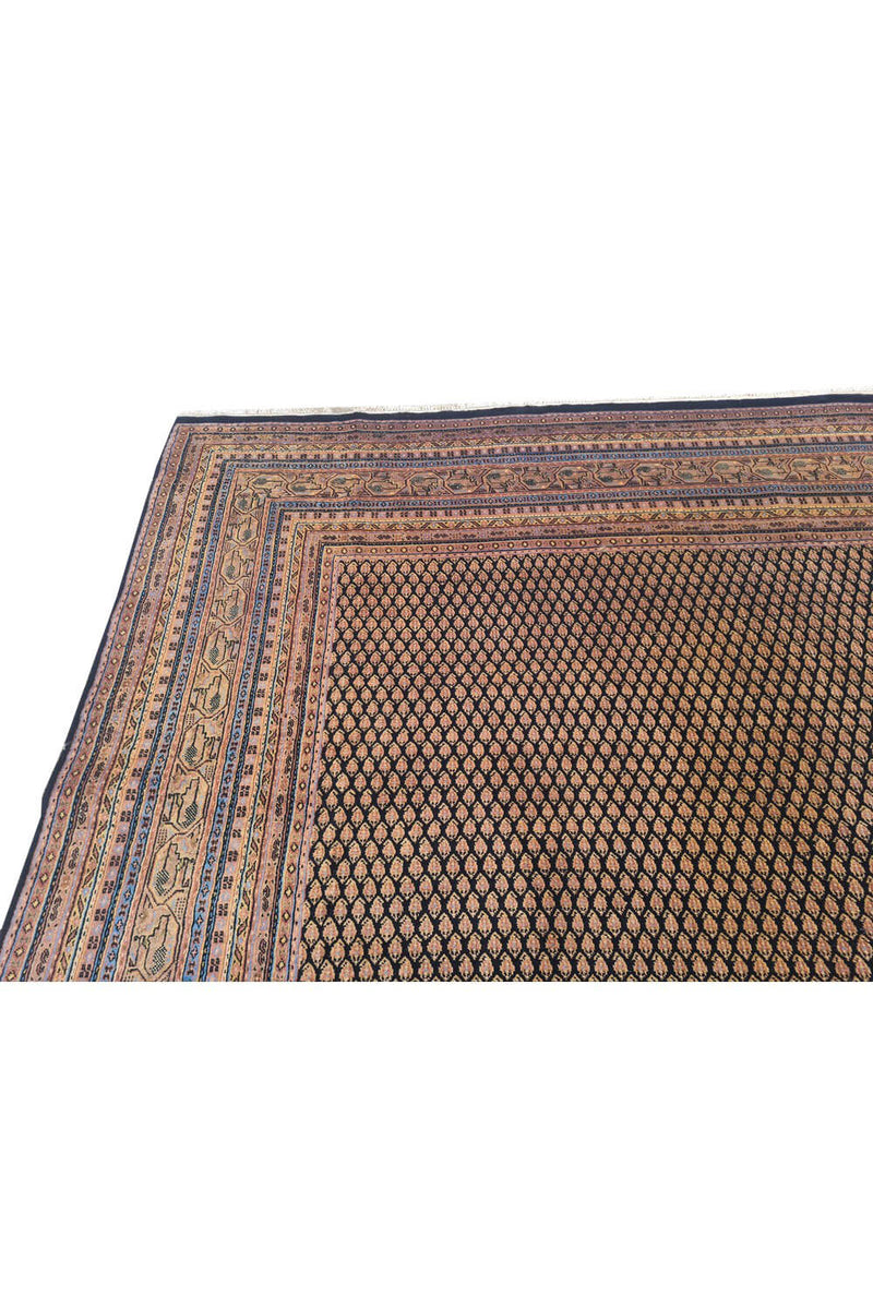 Authentic Hand Knotted Vintage Indo Wool Area Rug 11.6 x 8.0 Ft (165 Ger-4)