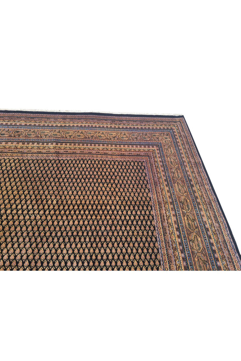 Authentic Hand Knotted Vintage Indo Wool Area Rug 11.6 x 8.0 Ft (165 Ger-4)